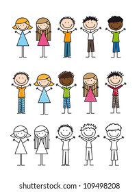 children drawing isolated over white background. vector