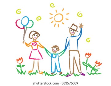 children drawing multicolored symbols vector set