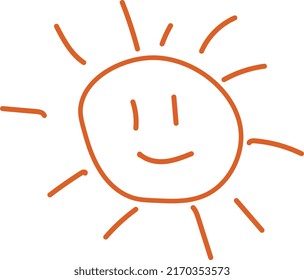 children drawing style sun hand drawn image