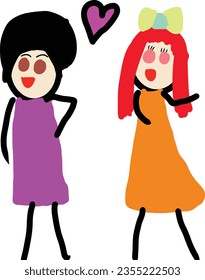 Children drawing vector. Vector illustration