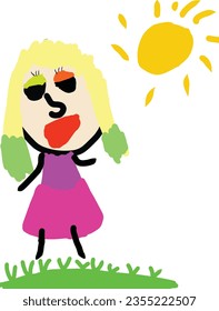 Vector de dibujo infantil. Ilustración del vector