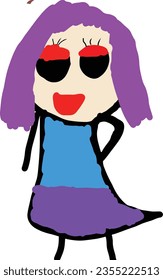 Children drawing vector. Vector illustration