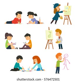 Children Drawing Vector Illustration Stock Vector (Royalty Free ...