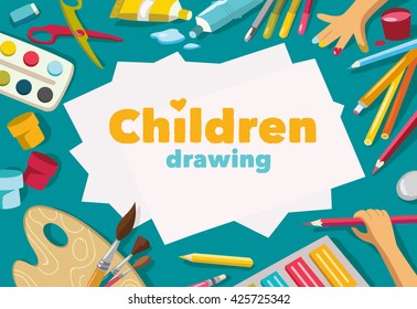 Children drawing  white background