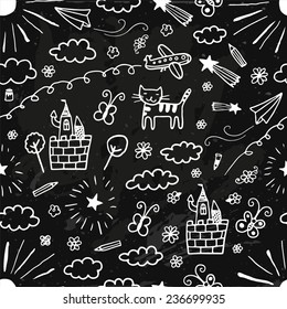 Children drawings seamless pattern.