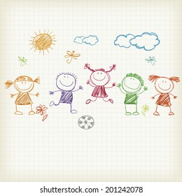 children drawn colored markers