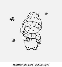 Children dressed in hats, gloves, winter jackets. Children in winter. Vector illustration