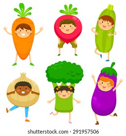 children dressed like vegetables
