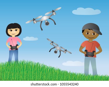 Children with drones