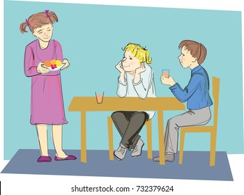 children eat fruit
