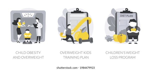 Children Eating Disorder Abstract Concept Vector Illustrations.