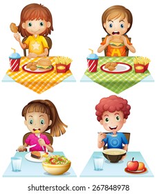 Children eating food on the dining table
