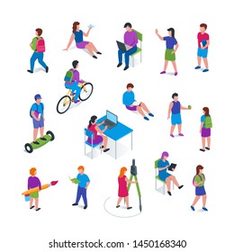 Children education icon set. Creative people collection. Isometric vector illustration