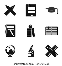 Children education icons set. Simple illustration of 9 children education vector icons for web
