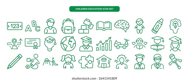 Children Education and Learning Icon Set