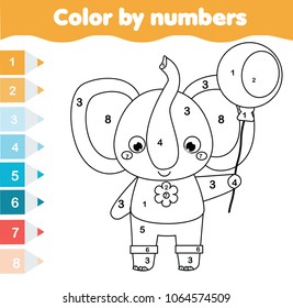 Children Educational Game Coloring Page Elephant Stock Vector (Royalty ...