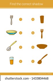 Children educational game. Find the correct shadow.