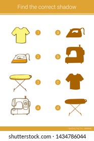 Children educational game. Find the correct shadow.