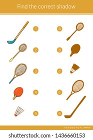 Children educational game. Find the correct shadow.
