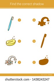 Children educational game. Find the correct shadow.