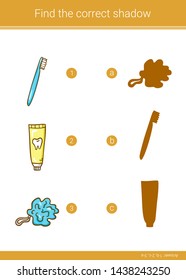 Children educational game. Find the correct shadow.