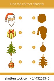Children educational game. Find the correct shadow.