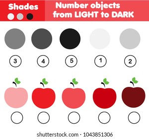 Children educational game. Learning colors and shades, tints. Activity for toddlers and pre school years kids