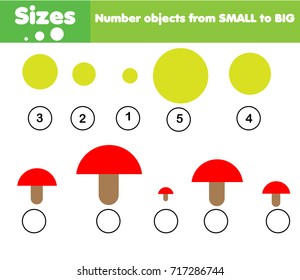 Children educational game. Learning sizes