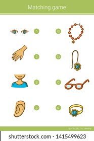 Children educational game. Match elements. Vector matching game.