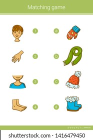 Children educational game. Match elements. Vector matching game.