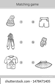 Children educational game. Match elements. Coloring page. Vector matching game.