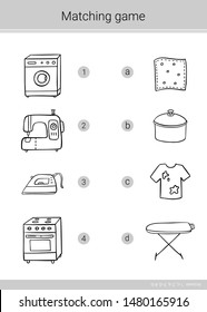 Children educational game. Match elements. Coloring page. Vector matching game.