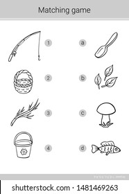 Children educational game. Match elements. Coloring page. Vector matching game.
