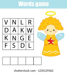 Children educational game. Word search puzzle kids activity. Learning vocabulary