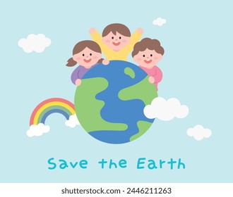 Children are embracing the earth.