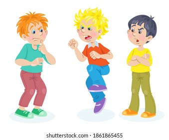 Children Emotions Conflicting Conversation Three Boys Stock Vector ...