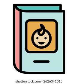 Children encyclopedia icon. Outline children encyclopedia vector icon color flat isolated