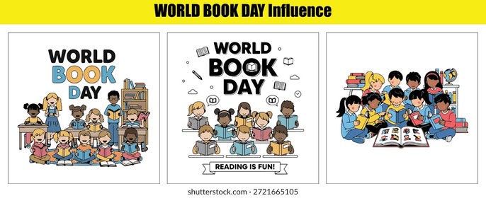 Los niños participan en actividades de lectura y aprendizaje para la educación de libros del Día Mundial del Libro