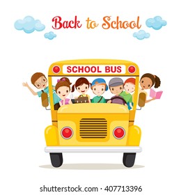 Children Enjoy On School Bus, Back to school, Stationery, Book, Knowledge, Supplies, Educational Subject