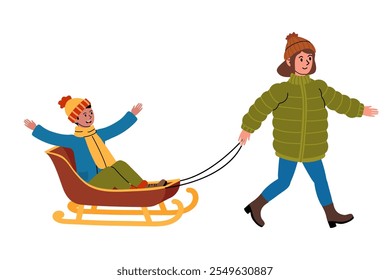 Children enjoy sledding in winter wonderland with joy and laughter