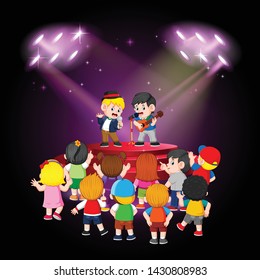 the children are enjoying the friends performance