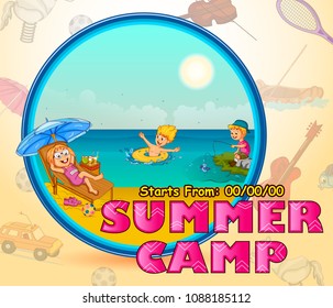Children enjoying summer camp activities in vector