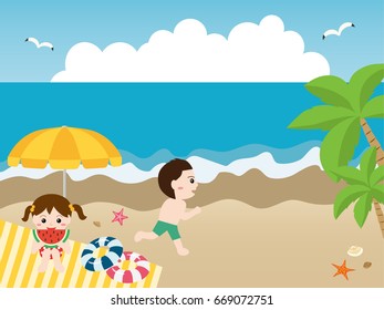 Children enjoying swimming in the sea
