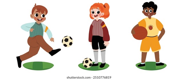 as crianças estão se exercitando jogando bola