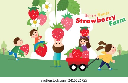 Children experiencing sweet strawberry farm