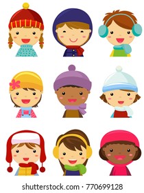 Children face collection, winter clothes