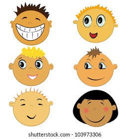 children face icons. expression and emotion collection