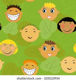 children faces background. friendship illustration