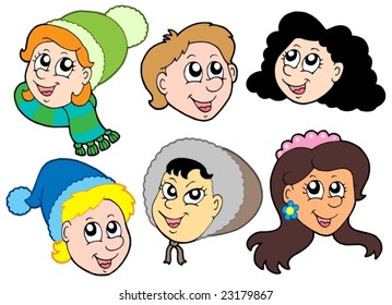 Children faces collection 2 - vector illustration