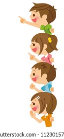 Children facing sideways. / Children with smiles.